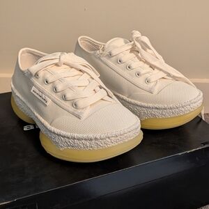 Size:37.5 Alexander Wang White Platform Sneakers with Yellow Soles